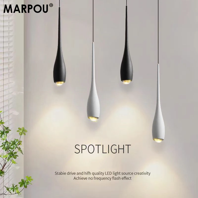 

MARPOU светодиодный подвесной светильник 6 Вт с регулируемой высотой, сенсорный переключатель, современный минималистичный креативный дизайн, люстра для спальни, прикроватная барная стойка