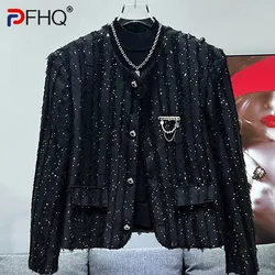 PFHQ Korean New Casual Versatile Sequin Tassel Jacket Design Fashionable 2024 Luxury Long Sleeve Male Tops Fashion 21Z5903