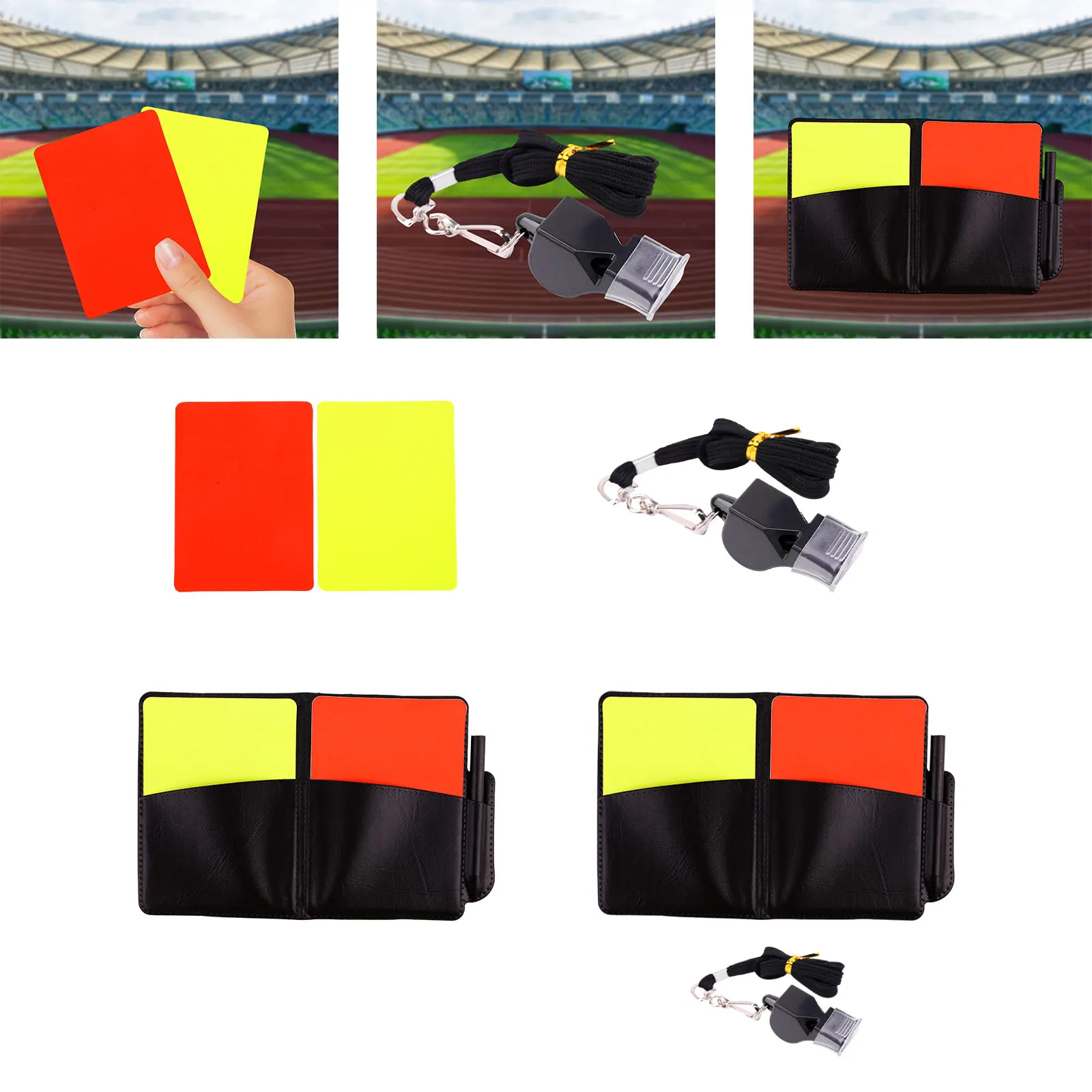 Ensemble de cartes d'arbitre de football, rouge et jaune, fournitures d'arbitre de football, carnet de portefeuille, outil d'arbitre de jeu professionnel