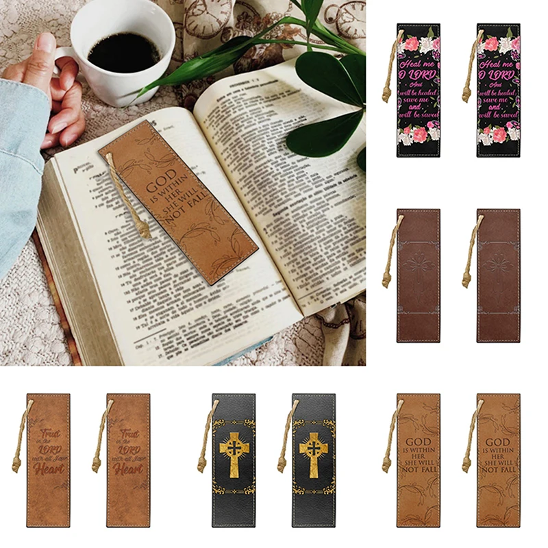 2Pcs Personalized Christian Leather Bookmark Religious Book Marker Anniversary Gift For Him/Her Reader Gift