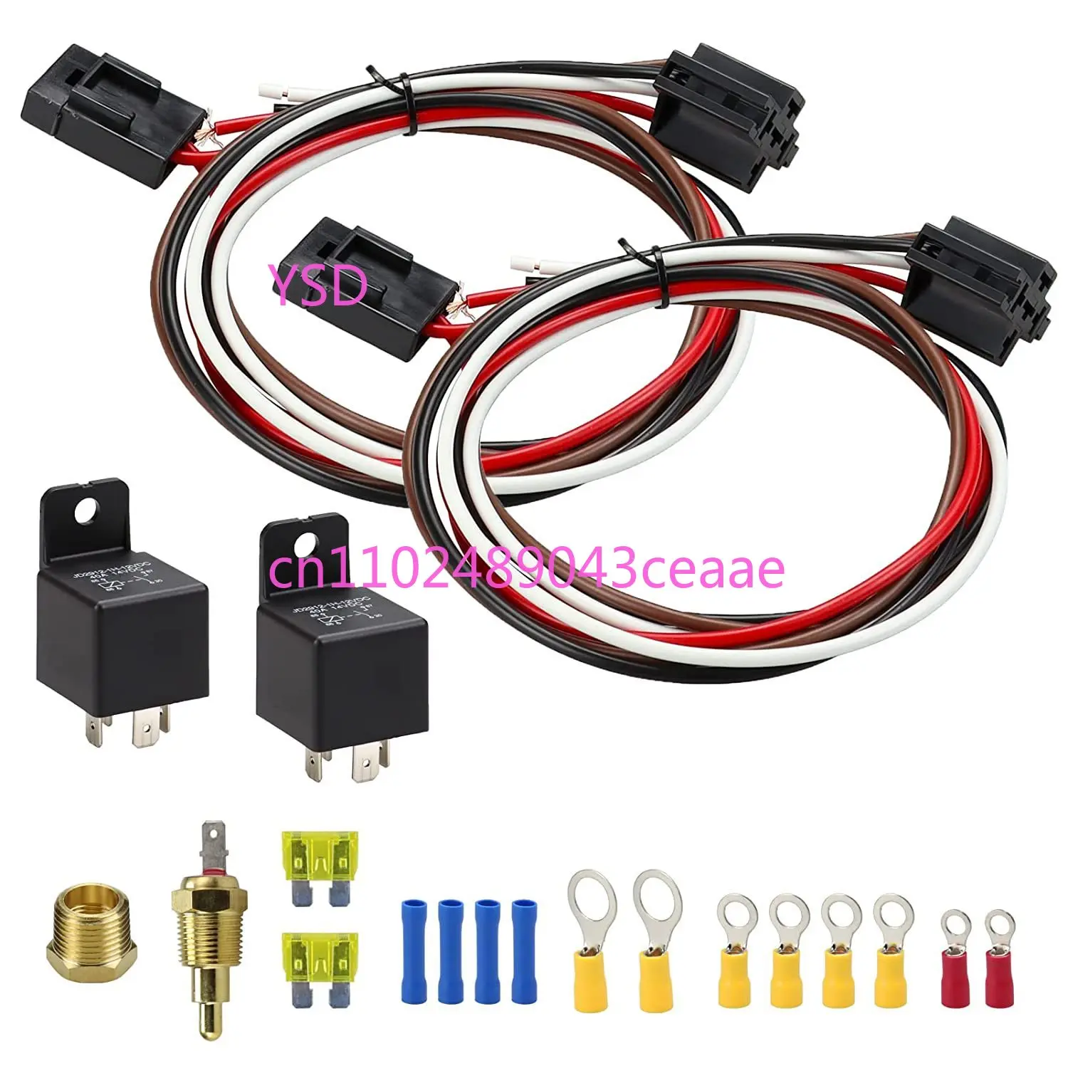 

Dual Electric Cooling Fan Wire Harness Kit 185 On 175 Off Thermostat 40A Automotive Relay