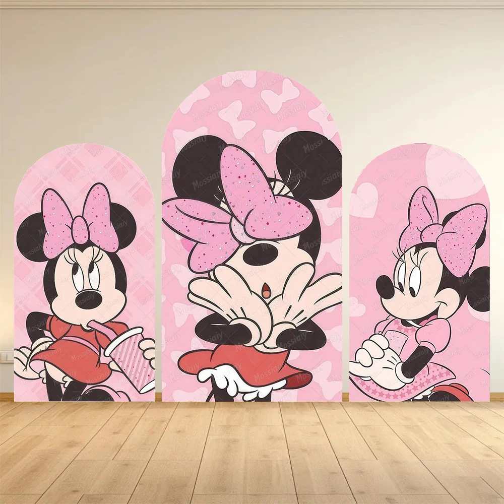 Fondo de Arco Rosa de Minnie Mouse, Personalizado con Lazo de Puntos, Telón de Fondo para Fotografía de Minnie Mouse, Decoración para Fiesta de Cumpleaños de Niña, Accesorios para Retratos