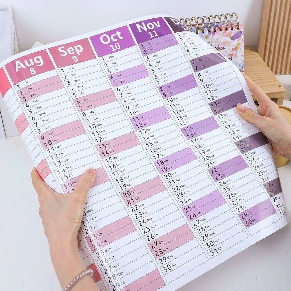 Large Size 2027 Wall Calendar Thick Paper English 12 Month Calendar Full Year Colorful Notes Monthly Planner Calendar School
