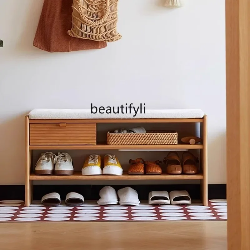 

X Nordic Solid Wood Shoe Changing Bench for Entryway, Home Doorway, Entryway Seat, Shoe Cabinet, Shoe Rack, Integrated Stool