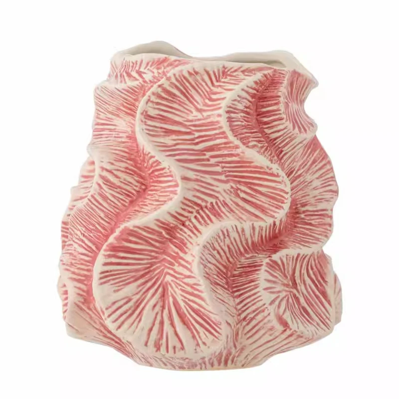

Handmade Painting Pottery Pink Coral Guxi Vase