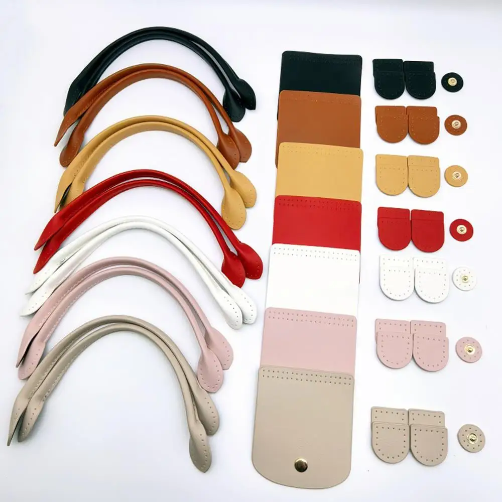 3Pcs/Set PU Leather Flap Cover Making Handbag Dumpling Bag Solid Color Leather Shoulder Bag Strap Crochet Handbag Accessories