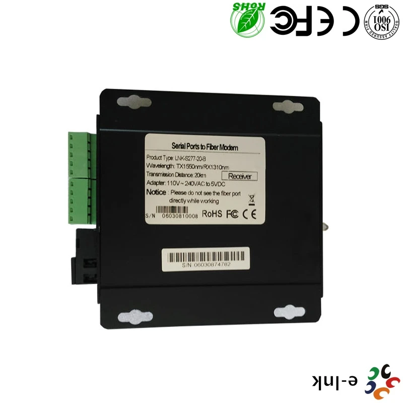 Commercial Grade Serial to Fiber Media Converter RS232/RS422/RS485 to SC Fiber Optic for up to 80Km