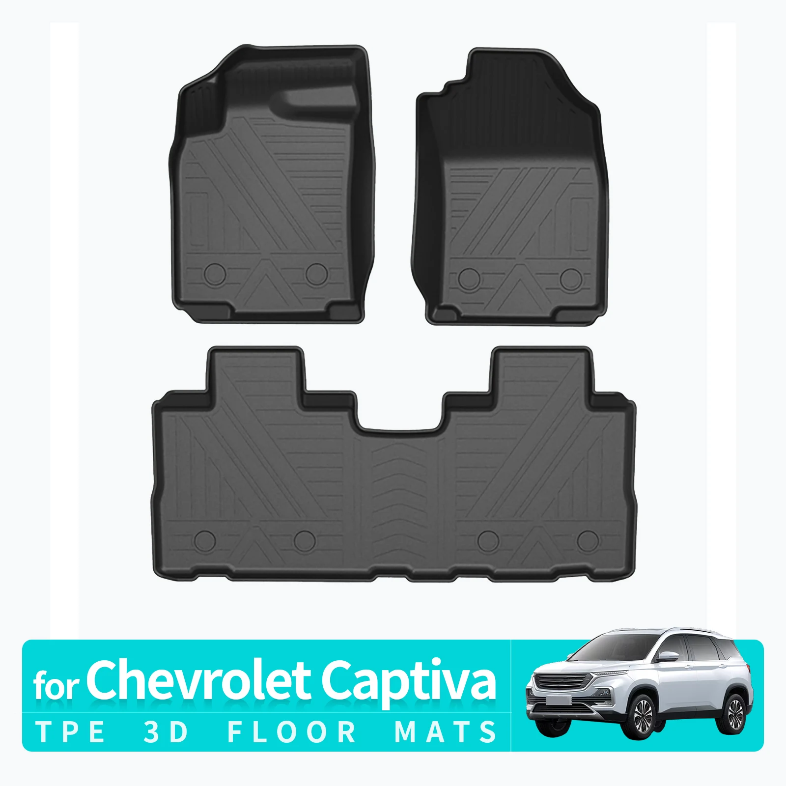 Car Floor Mats for Chevrolet Captiva / Groove 2019-2024 Trunk Backrest Pad TPE