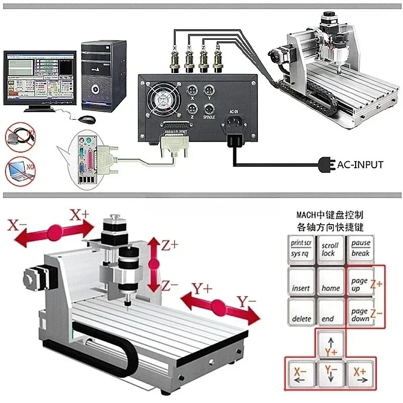 

Mini CNC 2520T Router Lathe Machine Milling Machine for Metal Wood CNC-Tool-Kit 3 Axis Parallel Port 200W for CNC Learning Hobby