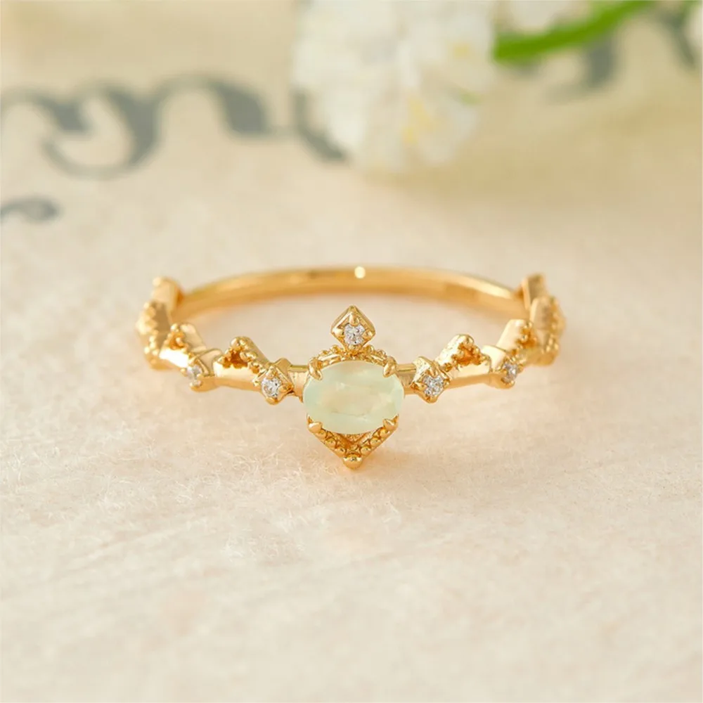 MOBUY خاتم الأحجار الكريمة الطبيعي Prehnite للنساء نمط المحكمة تاج أنيق فاخر 925 فضة الذهب Vermeil غرامة مجوهرات #5