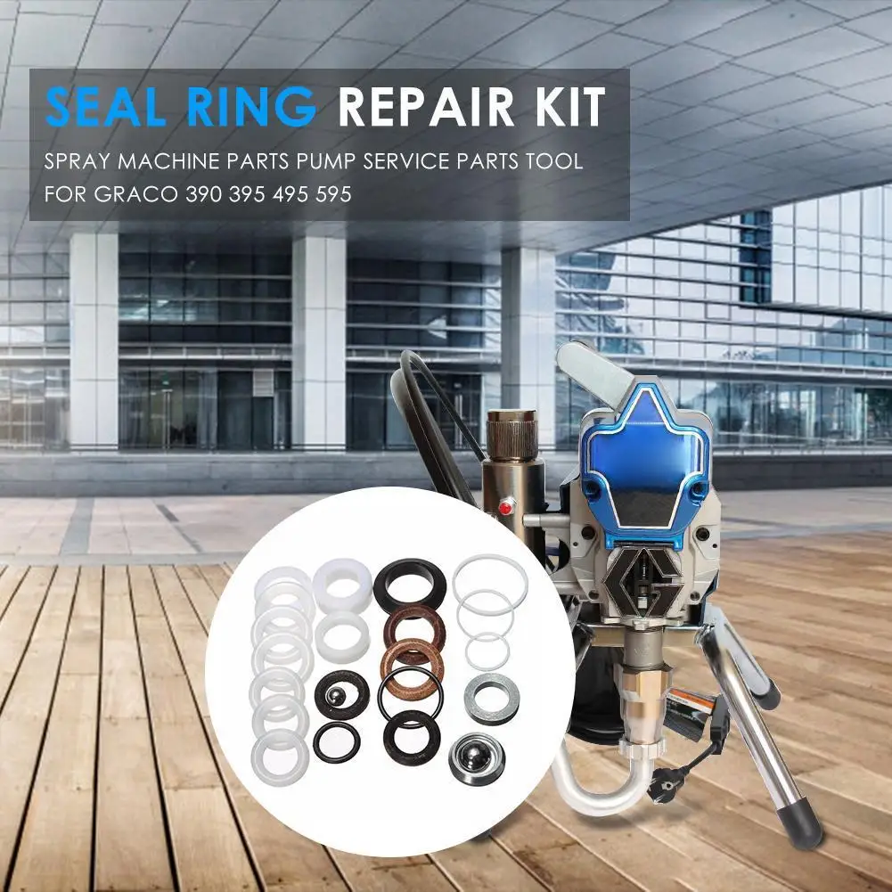 23pcs Paint Sprayer Seal Ring Repair Kit 13mm-29mm For Graco 390 395 490 495 595 For Paint Sprayer O Rings Gasket Repair Set