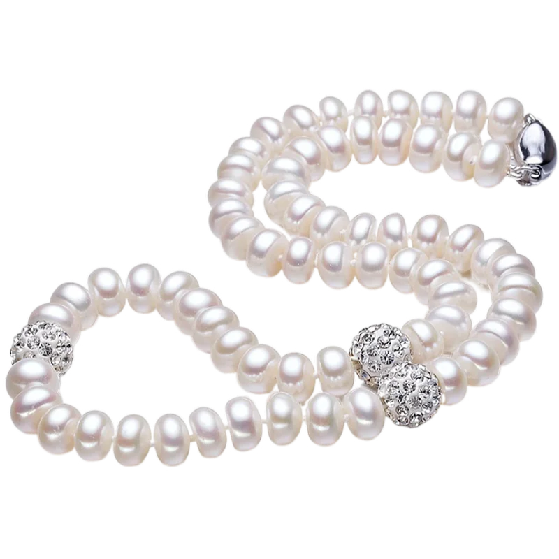 

Classic Silver Pearl Necklace 8-9mm Real Natural Freshwater Pearl 925 Sterling SIlver Choker Necklace For Women Gift