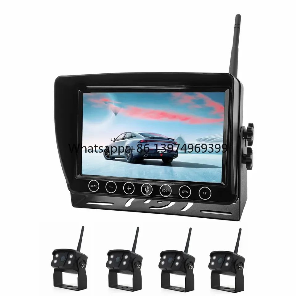 OEM 4 Channel 2.4Ghz AHD 1080P 7'' Lcd Monitor Night Vision Wireless Truck Camera with Rear View System