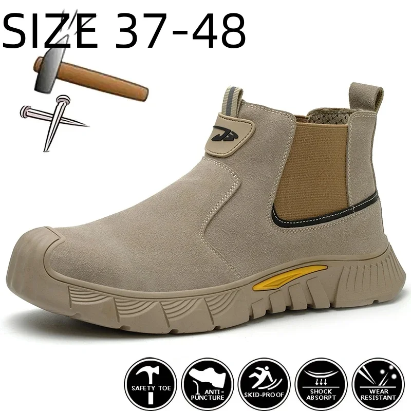 High Quality Men Safety Shoes Anti-smash Anti-puncture Work Shoes Steel Toe Indestructible Safety Boots Men Sneakers Size 37-48