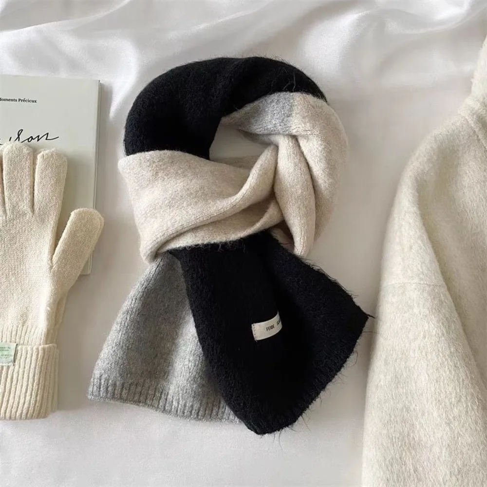 Involucri alla moda Sciarpa colorata patchwork Scaldacollo in lana Scialle in cashmere Sciarpa invernale ispessita antivento per esterni