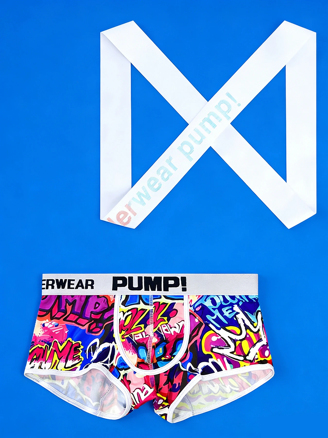 

2-piece elastic waistband graffiti underwear set Trendy straight-leg pants Sexy sport wear Personalized fashionable shorts