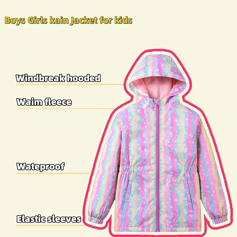 

Semywang Autumn Winter Girl's Rainbow Floral Coat Long Sleeve Windproof Jackets Windbreaker Clothe Kids Hooded Waterproof Jacket