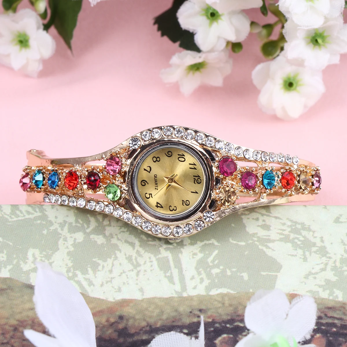 

Luxury Diamond Quartz Bracelet Watch Colorful Fashion Women Watches Perfect Gift for Valentines Christmas Quartz Watch