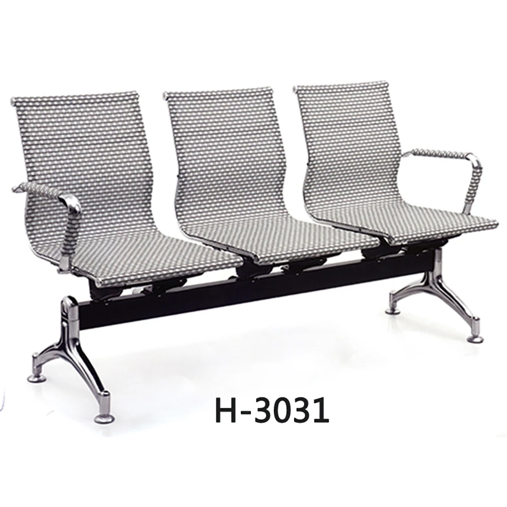 Hot Sale Steel Bench Seating 3 Seats Metal Frame Airport Waiting Chair For Public Area