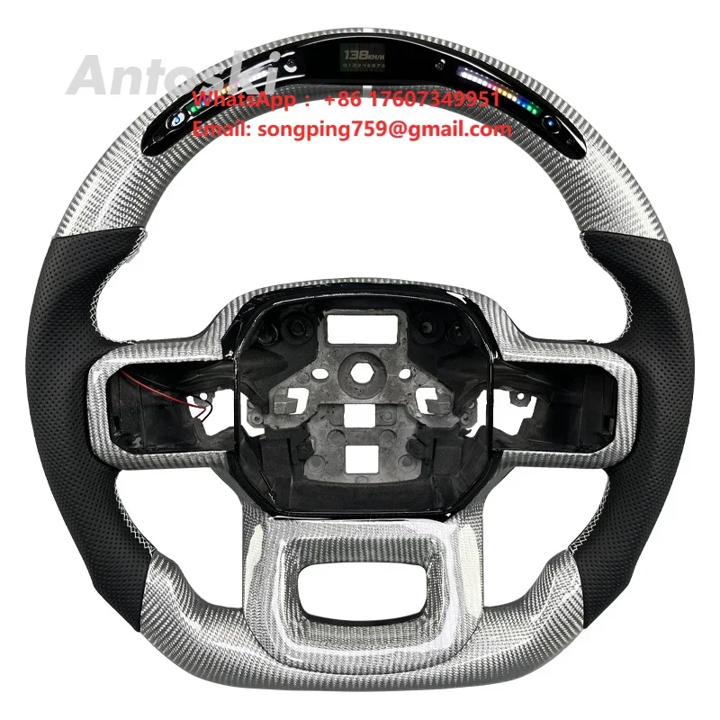 Personalized Custom for Ford  F150 XLT Raptor  F-150 2015-2025 Customized Smart LED  Black Leather Carbon Fiber Steering Wheel