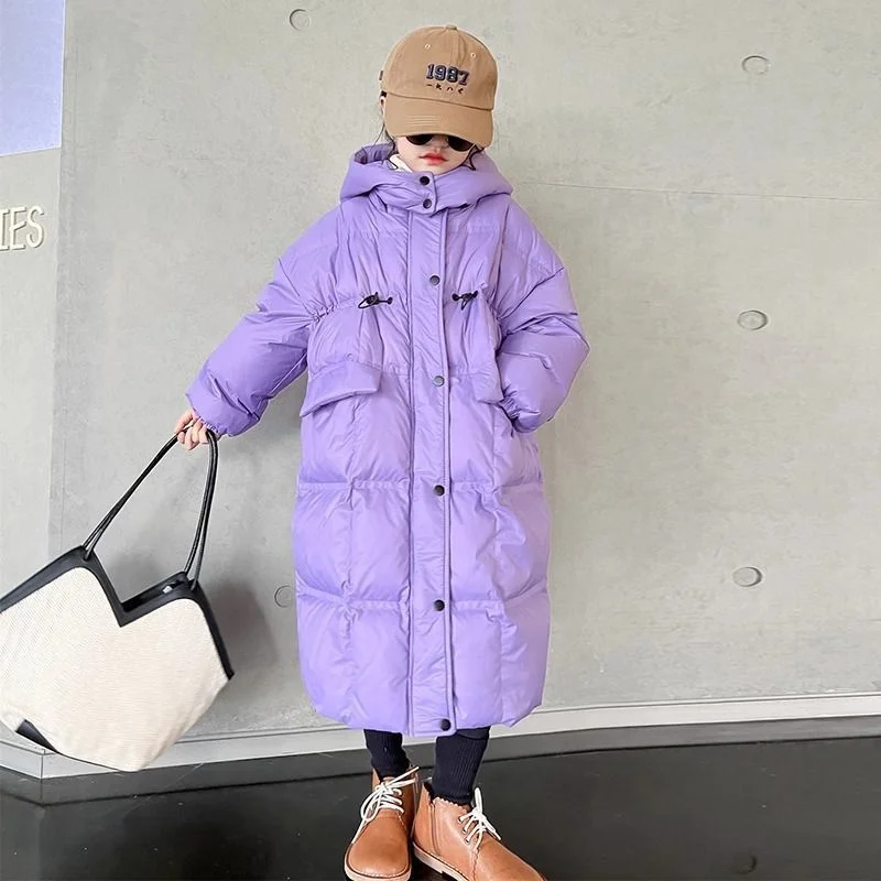 Girls Down and cotton Jacket Windbreak Outerwear 2024 Violet Winter Autumn Warm Cotton Christmas Gift Children's Clothing