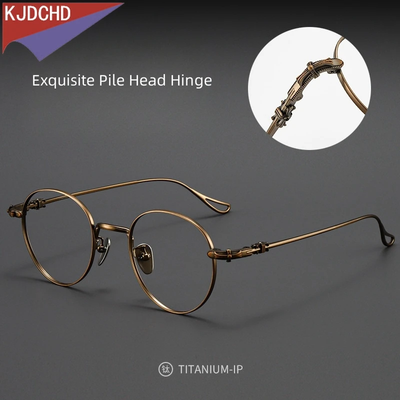 Mode Komfortable Runde Brille Retro Reinem Titan Luxus Brillen Optische Verordnung Brillen Rahmen Männer BK-GP401