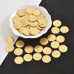 Brass textured double-sided sandblasted disc pendant, suitable for DIY earrings, necklaces, jewelry making accessories