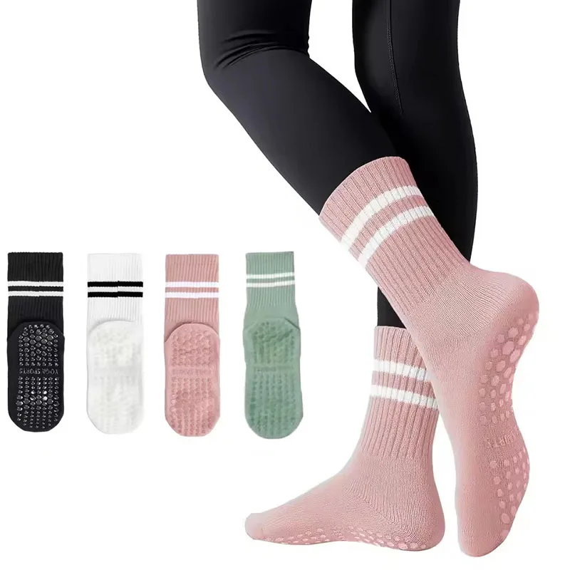 Meias Antiderrapantes para Pilates Femininas com Grips de Silicone, Meias de Yoga para Barre, Ballet, Dança, Estúdio, Treino e Fitness