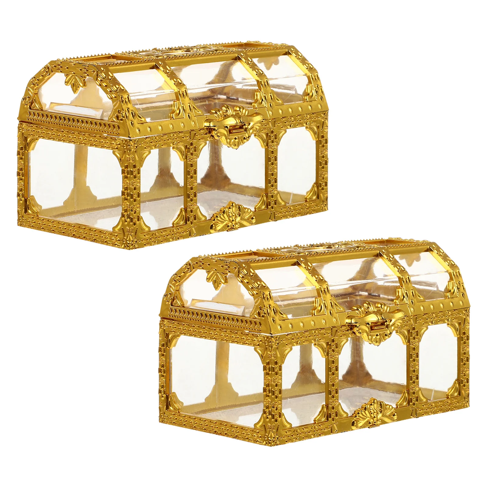 

2 Pcs Boxes Party Favor Containers Decorative Chest Hollow Out Candy with Lids Small Storage Trunk Goody