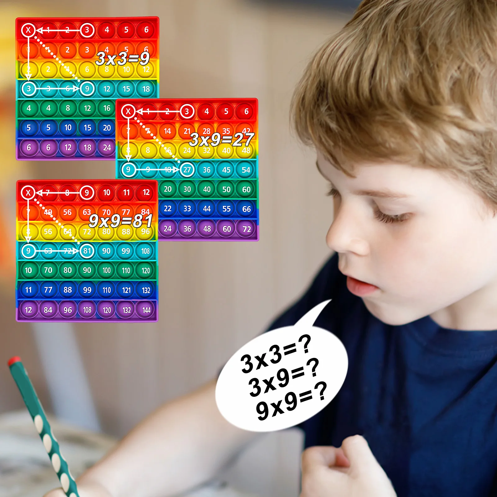 3pcs/Set 12x12 Multiplication Game Toys, Help Kids Learn Math Easy Medium Hard Training Educational Fidget Toys