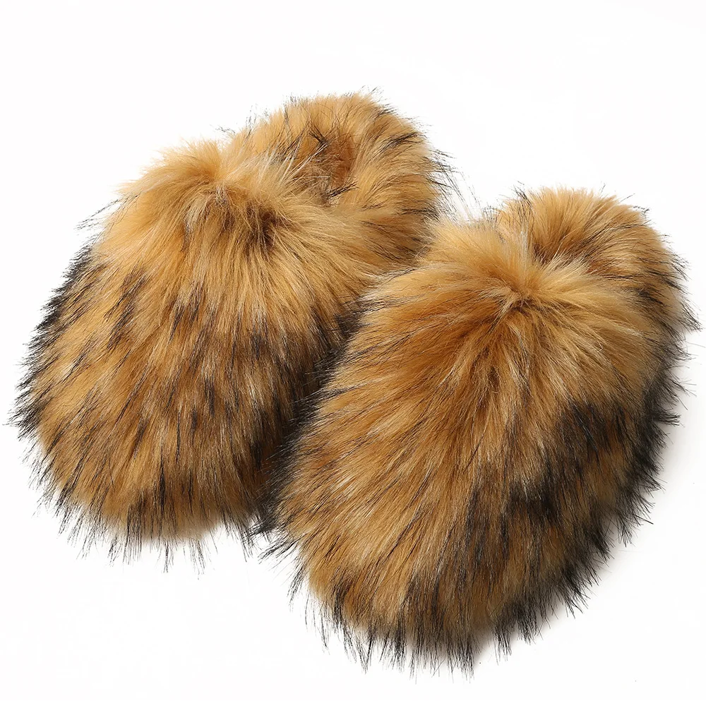 

New Fur Plush Slippers Women's Winter Home Plus Warm Slippers Imitation Fur Toe-covered Cotton Slippers Ladies Shoes