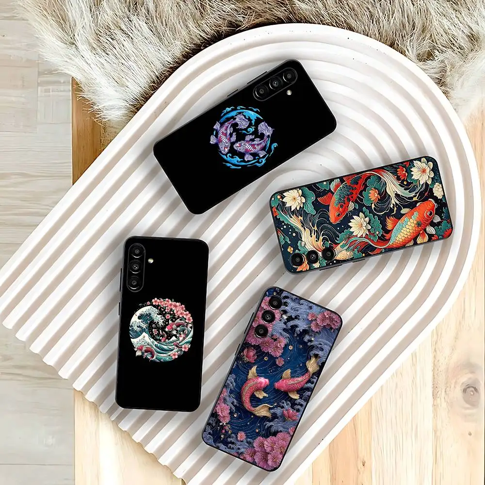 

Koi Fish Yin Yang Art Phone Case For Samsung Galaxy A73,31,32,72,41,53,52,71,22,5G,Note,J7,8,9 Soft Black Cover