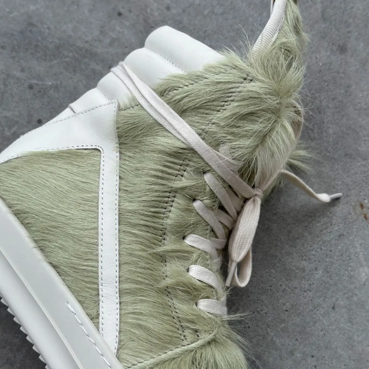 R-o Men Ankle Boot Brand Shoe Gray Green Horse Hair Boots Women Flat Sneaker High Top Casual Shoes Green Horsehair Sneakers