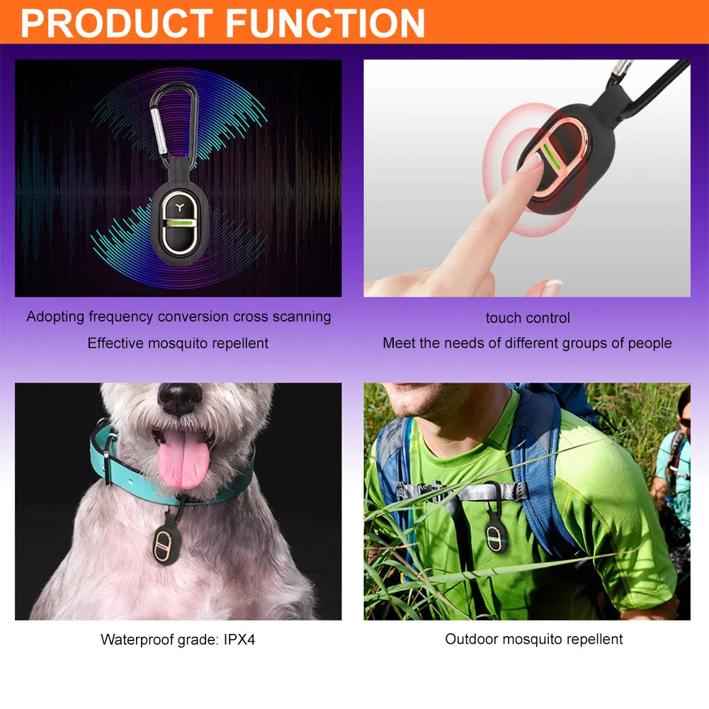 

Ultrasonic Mini Mosquito with Carabiner Anti-mosquito Bite Pendant Portable Mosquito Repeller for Outdoor Camping