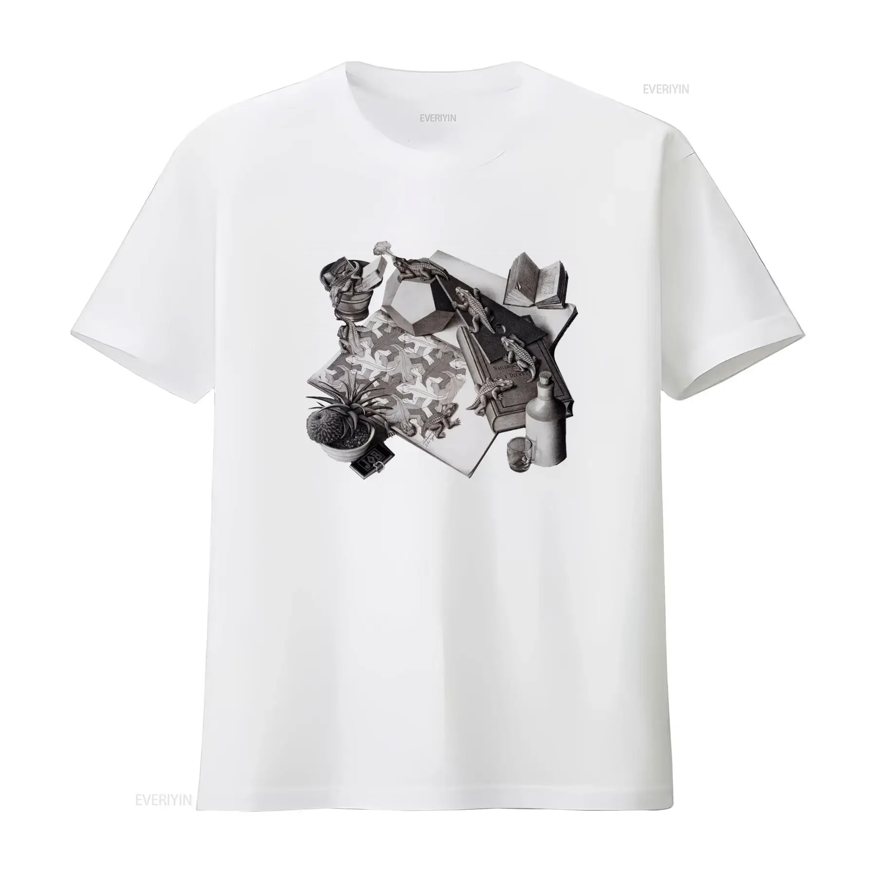 1991 Vintage MC Escher Heirs Cordon Art Baarn Holland White Lizard T Shirt vintage Washed designer clothes Soft Stretched homme view 3