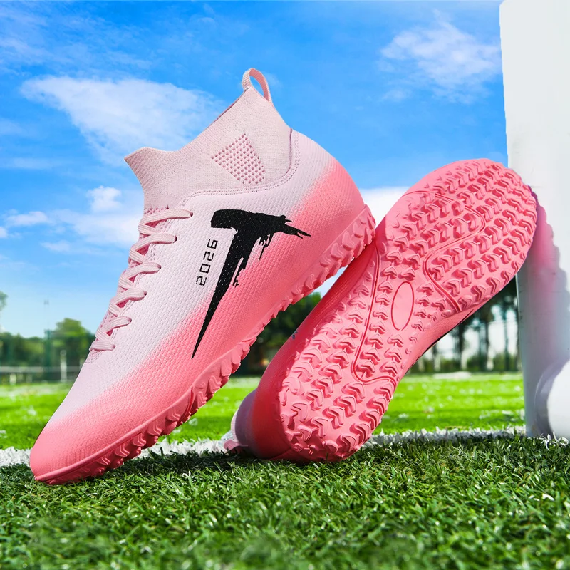 

New Football Boots Grass 2025 Summer High Top Anti-slip Wear Resistant Long Nail Traction Sports Shoes for Soccer Games