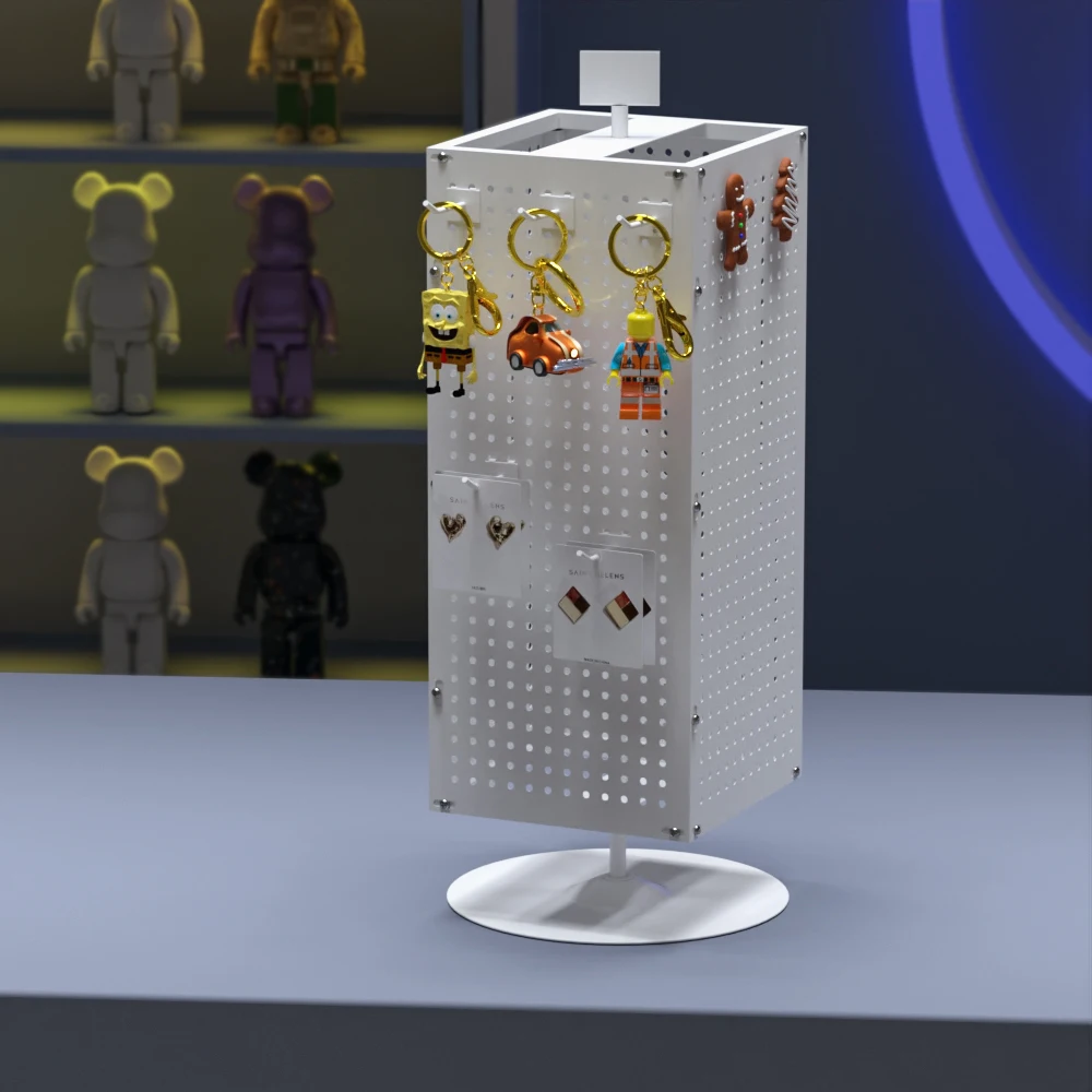 Checkout page display stand countertop with hook rotating display rack magnetic keychain jewelry refrigerator sticker merchandis