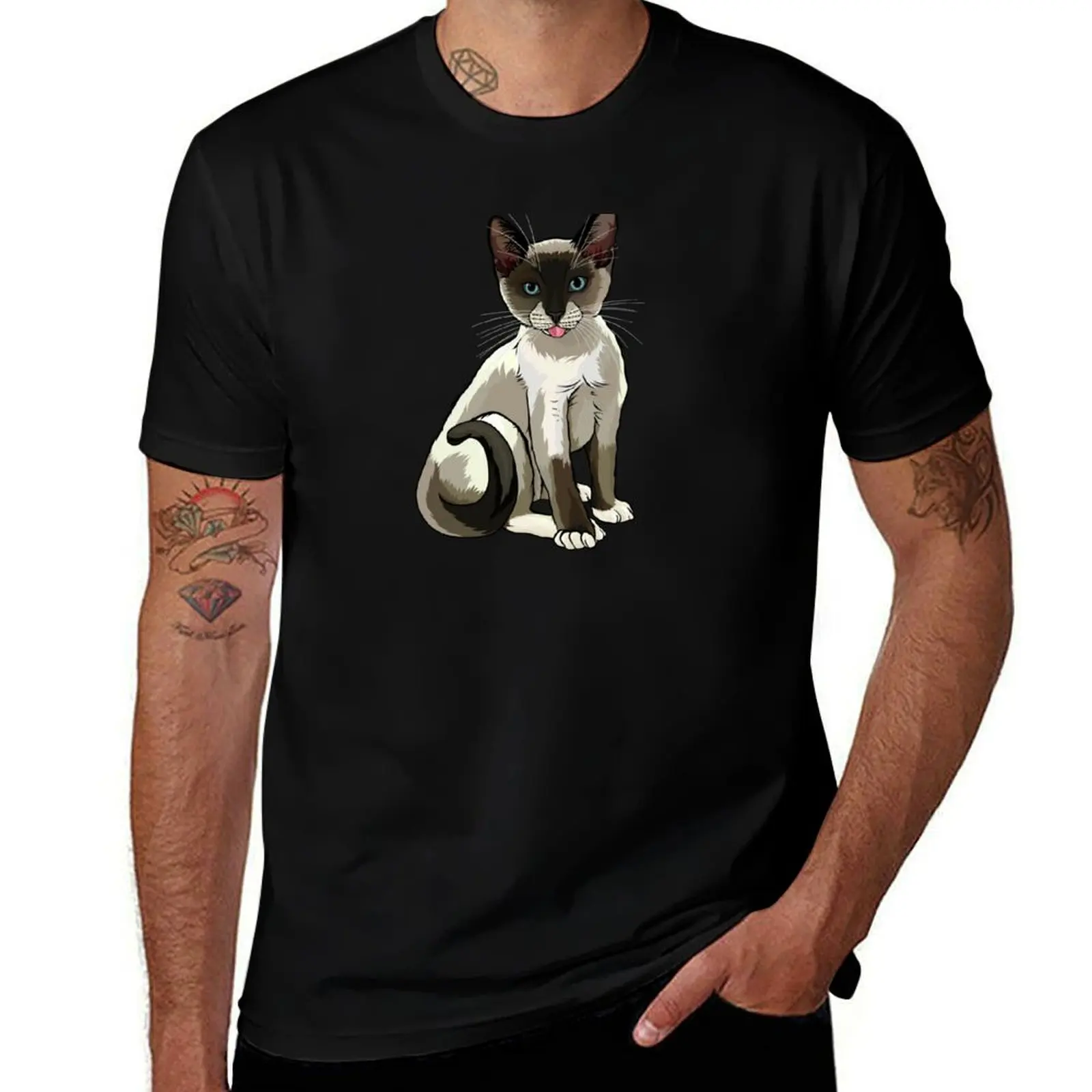 

Snowshoe Siamese Cat Blep T-Shirt anime t shirts summer tops cute clothes mens cotton t shirts