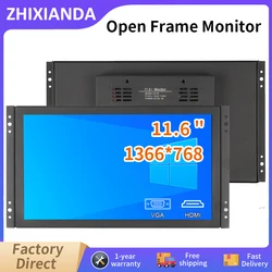 Zhixianda 11.6 Inch 1366x768 IPS LCD Industrial Display Resistive/Capacitive Touch Screen Open Frame Monitor With HDMI VGA Port