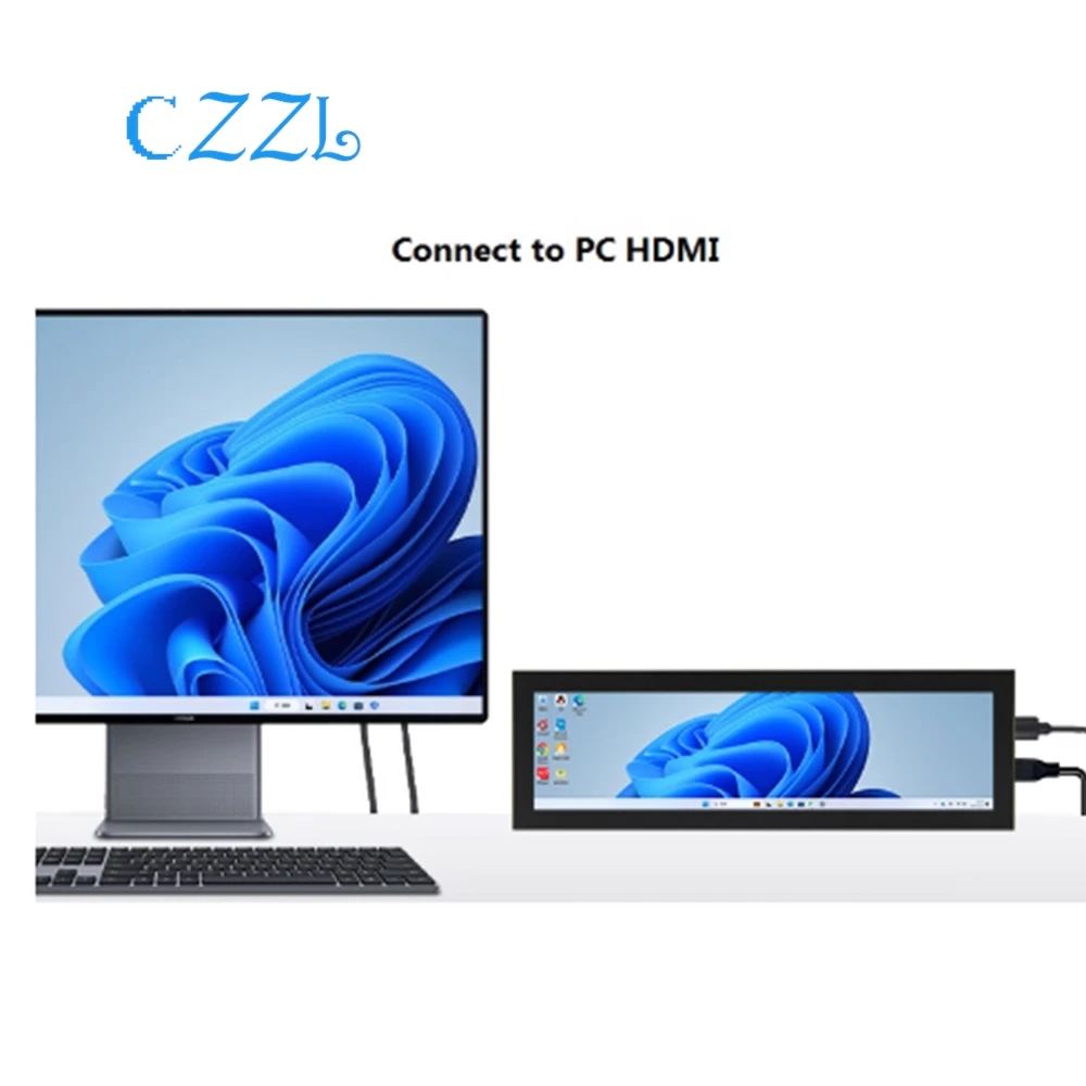 1 قطعة 8.8 بوصة شاشة عرض شريط HDMI ، شاشة الكمبيوتر الثانوية مراقبة في الوقت الحقيقي AIDA64 الهيكل لتقوم بها بنفسك #2