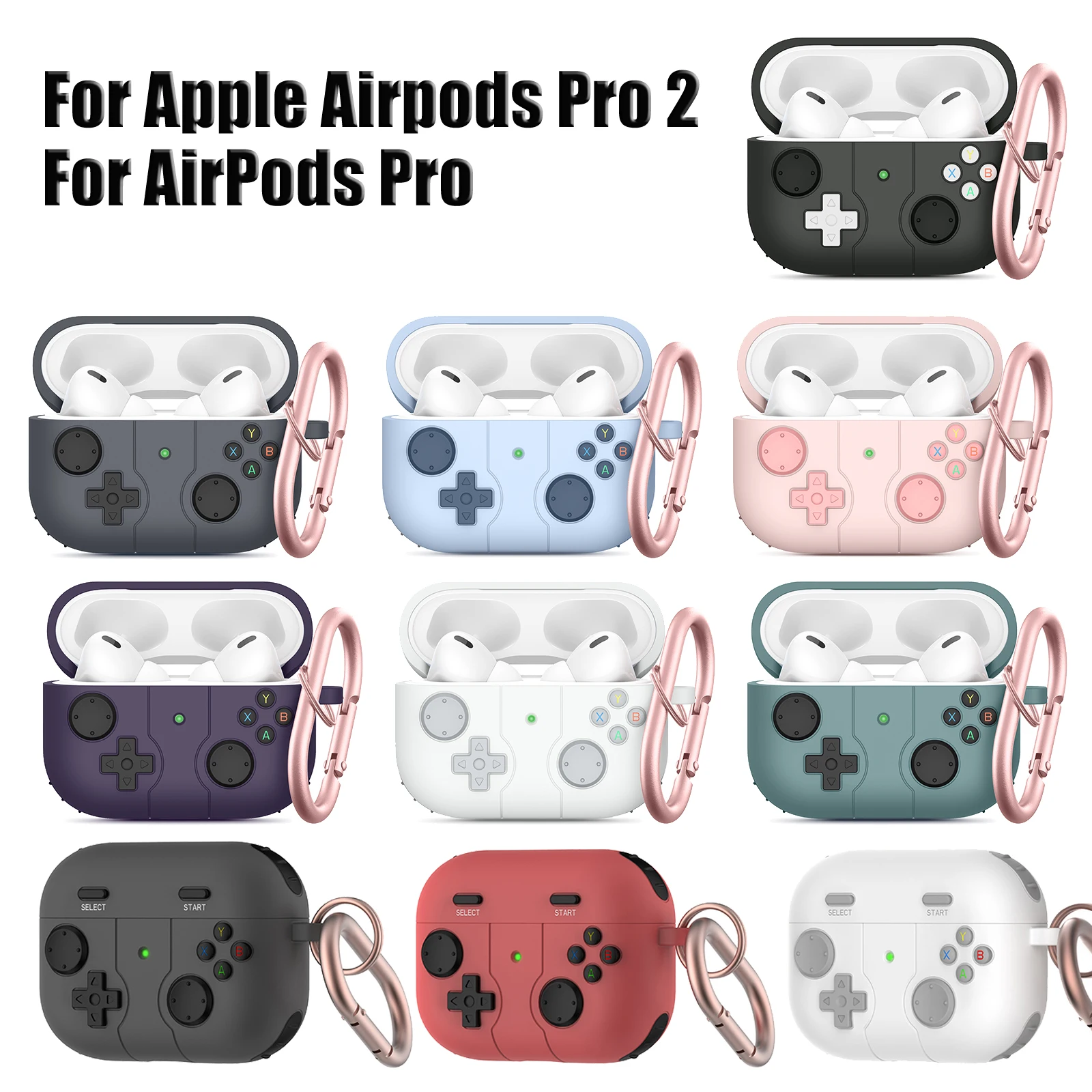 Silicone Case for Apple Airpods 3 / Pro 2 Bluetooth Headset Cover Game Controller Shaped Universal Headphones Holder Case
