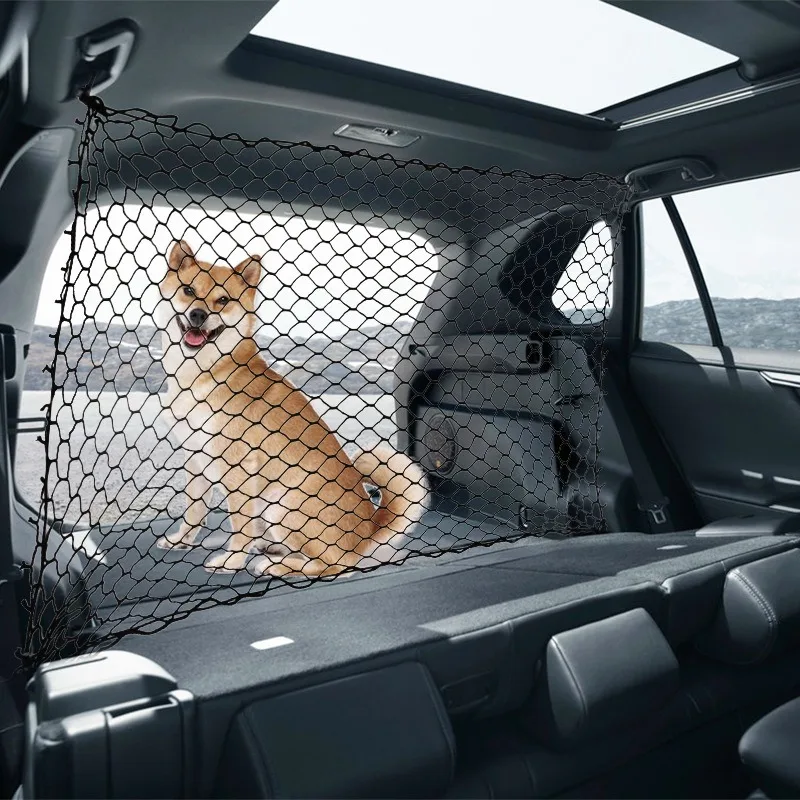 1Pc 12070cm Car Pet Isolation Net with Hooks Dog Cat Trunk Separation Barrier Safe Driving Luggage Storage Mesh Organizer
