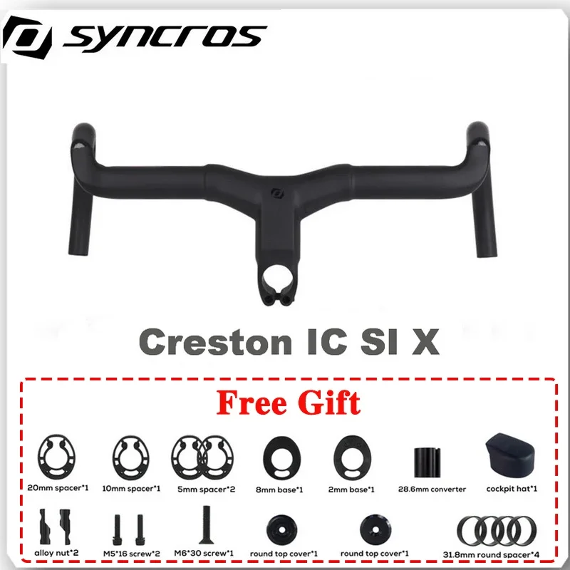 

SYNCROS-Road Bicycle Handlebar, T1000 Creston IC SR X Full Internal Cable Routing, Carbon Integrated Gravel, Cockpit Di2