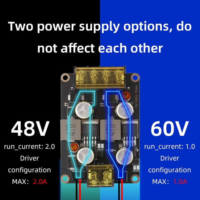 Mellow Fly VoltUp Power Board 48V/60V Boost Module – Solução de acionamento de alta tensão para impressoras 3D DIY Vzbot Voron Vcore