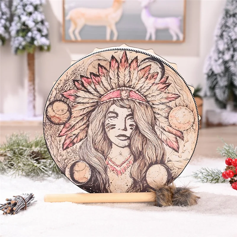 YHOLI-Celtic Drum With Drum Sticks Spiritual Healing Chakra Balancing Reflection Meditation Frame Durable - Image 3