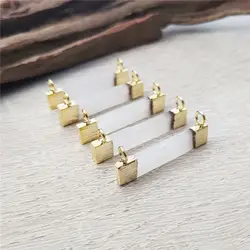 FUWO Wholesale Natural Selenite Bar Pendants Golden Plated Crystal Accessories For Women Jewelry Making PD481 5PCS/Lot