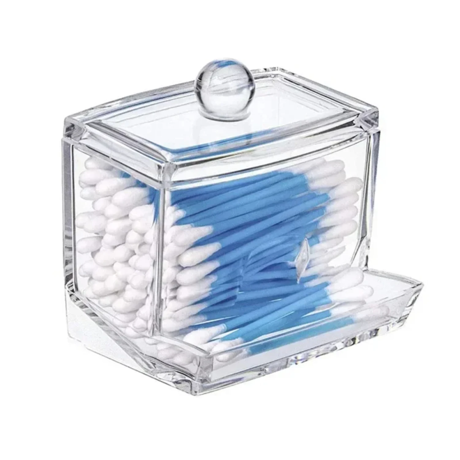 Transparent Dustproof Cotton Swab Box With Lid - Visible Design Toothpicks and Cotton Swab Dispenser Case