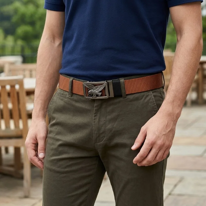 ratchet-belt-for-men-casual-wear-design-breathable-canvas-texture-rotating-automatic-buckle-adjustable-size-for-daily-sports