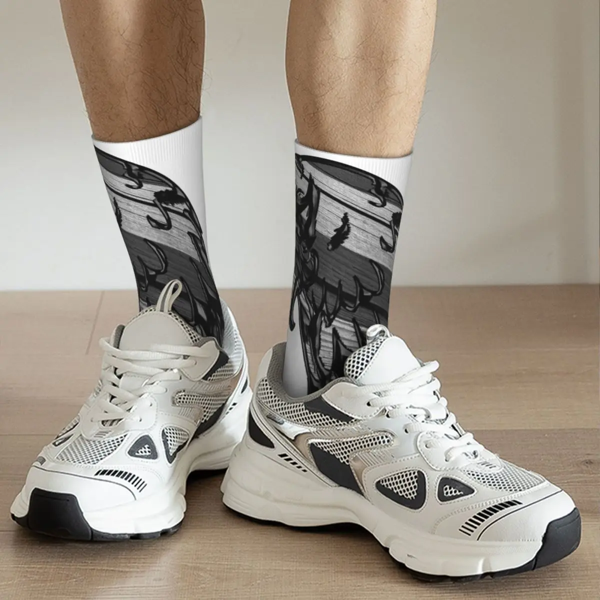 Sculpture, Eagle, black and white, Dark, special effects, crushing Carved Eagle Men Women Socks