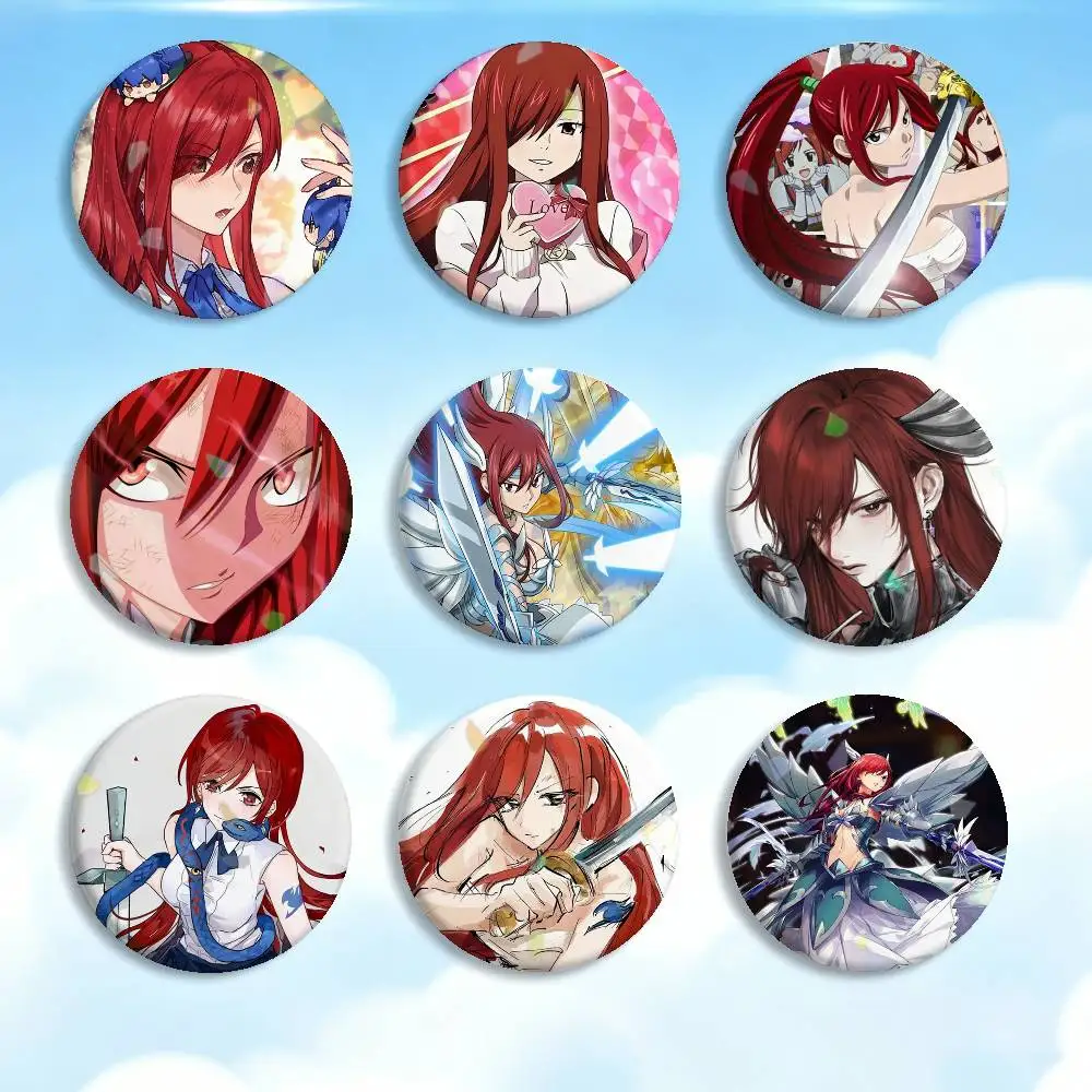 

COOL F-Fairy Tail Erza Scarlet Badges Creative Tinplate Button PinsBrooch Badge Clothes Backpack
